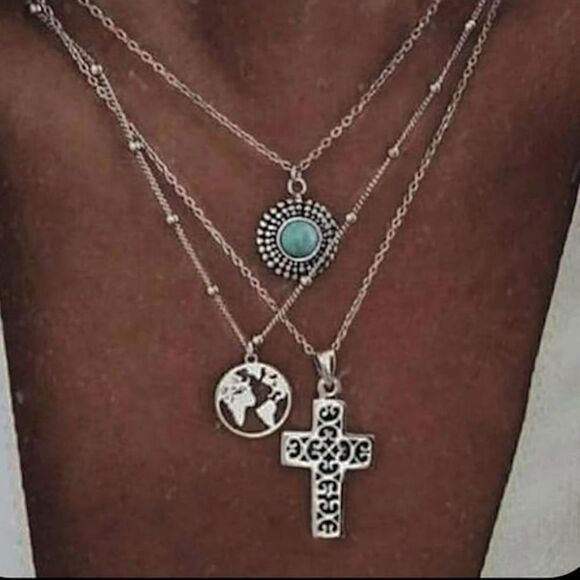 Bohemian Chic Silver Plated Layered Necklace - Vintage Inspiration - Picture 10 of 13